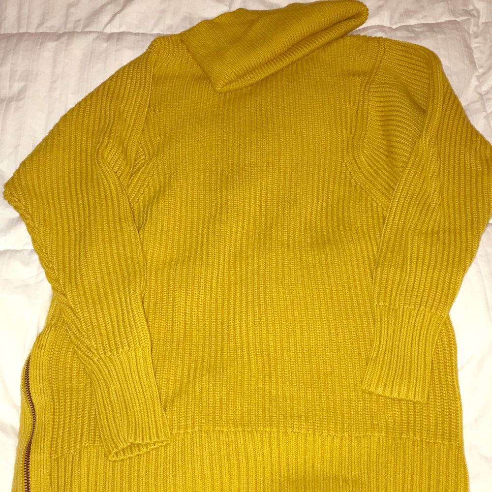 Ribbed Tunic Turtleneck Sweater